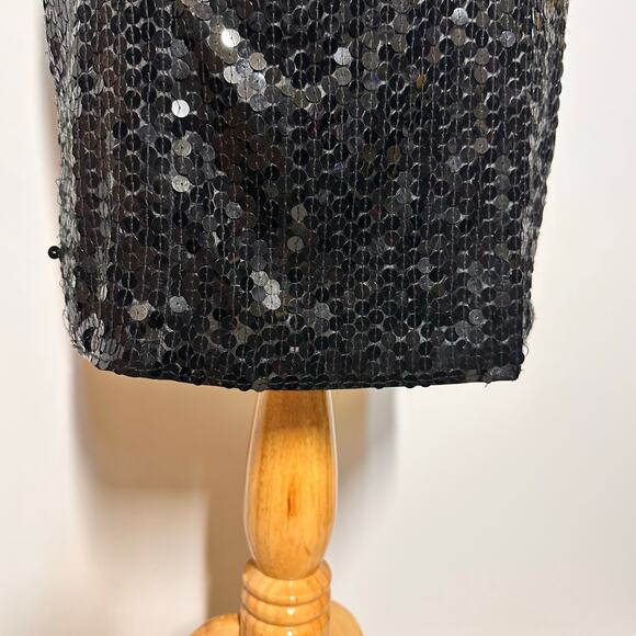 Lime Nite 80's Vintage Black Sequin 3 Spaghetti Straps Cocktail Party Dress Sz 8 - Picture 5 of 9